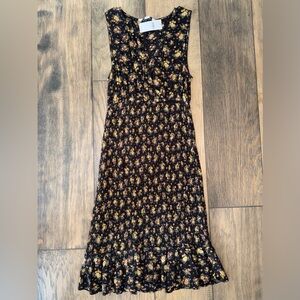 American Eagle Outfitters Black Floral Midi Dress sz Small NWT
